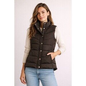 Vintage Y2K J.Crew Puffer Vest XS • Rich Brown Quilted Outdoor Winter Cabin Core